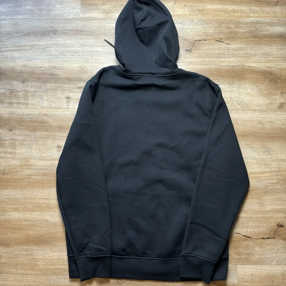 True Religion Full Zip Hoodie Mens XL Jet Black Foil Taping Gold Logo 700315 New